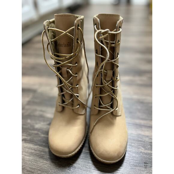 Timberland Earthkeepers 3” Heel Lace-Up Ankle Boots Brown Tan Nubuck Womens 7.5 - Picture 5 of 8